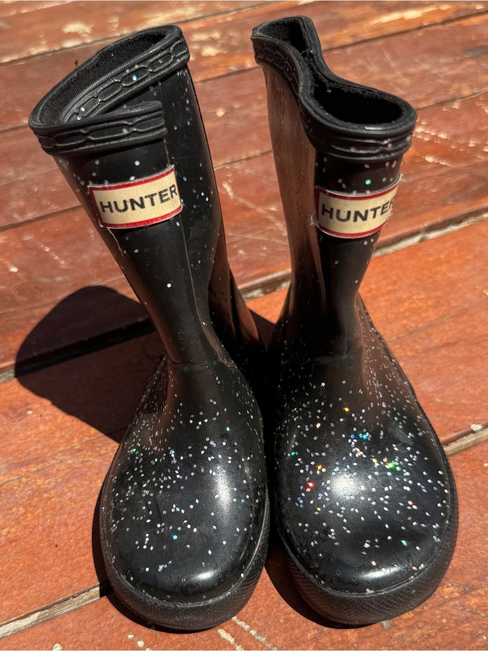 Hunter Kids First Starcloud Rain Boot Toddler 7 black glitter